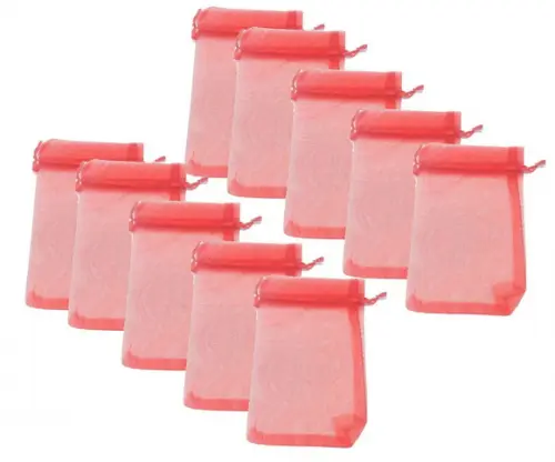 Saquinho de Organza Vermelho Lembrancinha 14X9cm 50 unidades