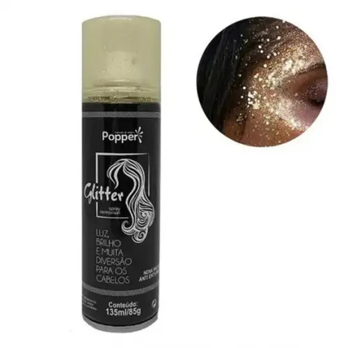 Spray Glitter Brilho Carnaval Cabelo Corpo 135ml Dourado