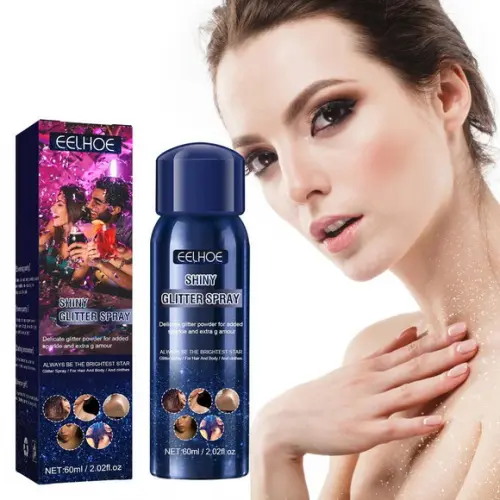 Spray Glitter para Cabelo Corpo Removível Várias Cores