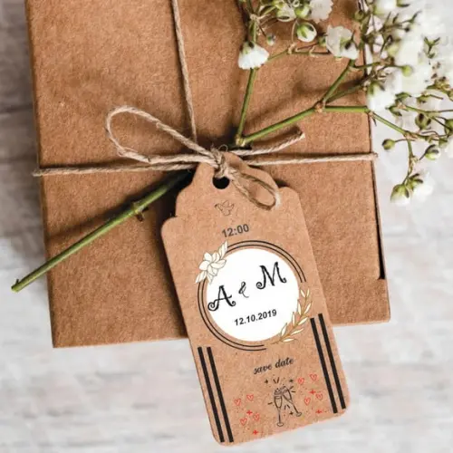 Tag Casamento Personalizada Kraft Lembranças