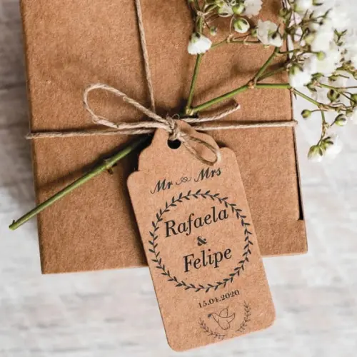 Tag Casamento Personalizada Kraft Lembranças