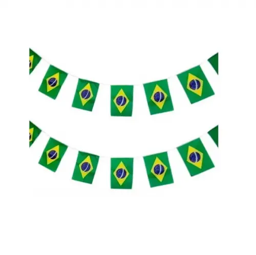Varal Bandeirinhas Do Brasil Decoração Copa Seleção 10m