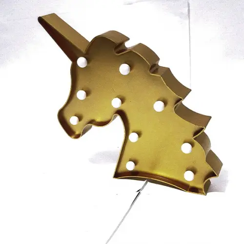 UNICÓRNIO Luminária de LED Decoração Unicórnio Dourado