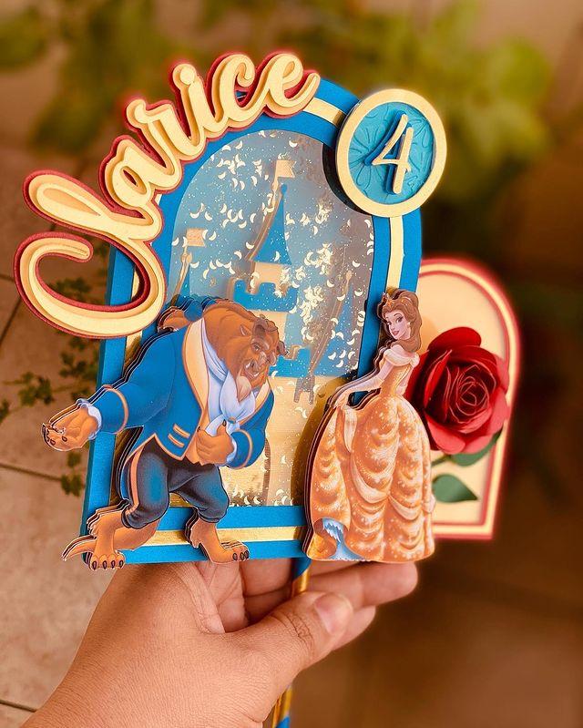 Arquivo de Corte Topo de Bolo - A Bela e a Fera