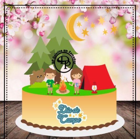 Arquivo de Corte Topo de Bolo - Acampamento