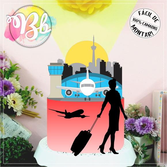 Arquivo de Corte Topo de Bolo - Aeromoça