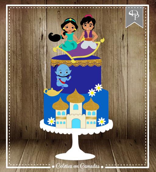 Arquivo de Corte Topo de Bolo - Aladdin e Jasmine