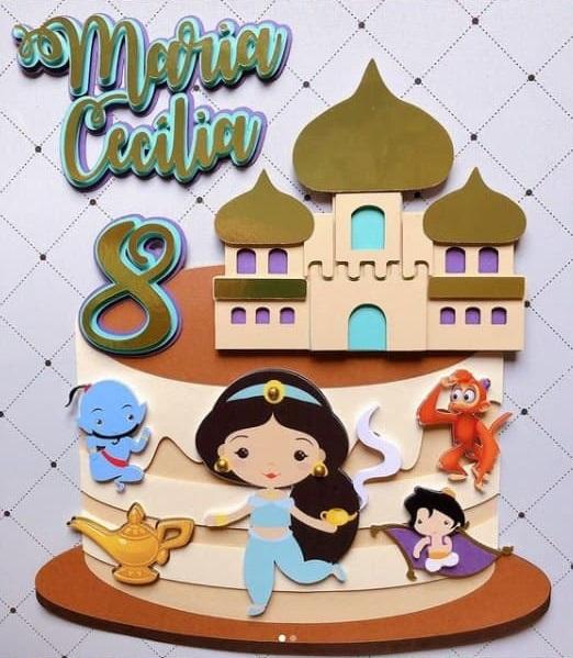 Arquivo de Corte Topo de Bolo - Aladdin e Jasmine