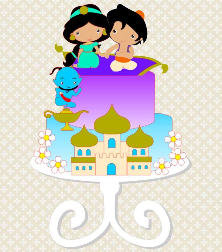 Arquivo de Corte Topo de Bolo - Aladdin e Jasmine