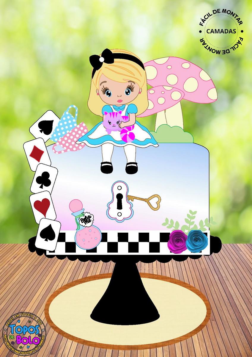 Arquivo de Corte Topo de Bolo - Alice