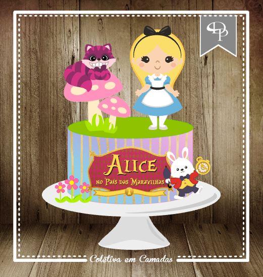 Arquivo de Corte Topo de Bolo - Alice