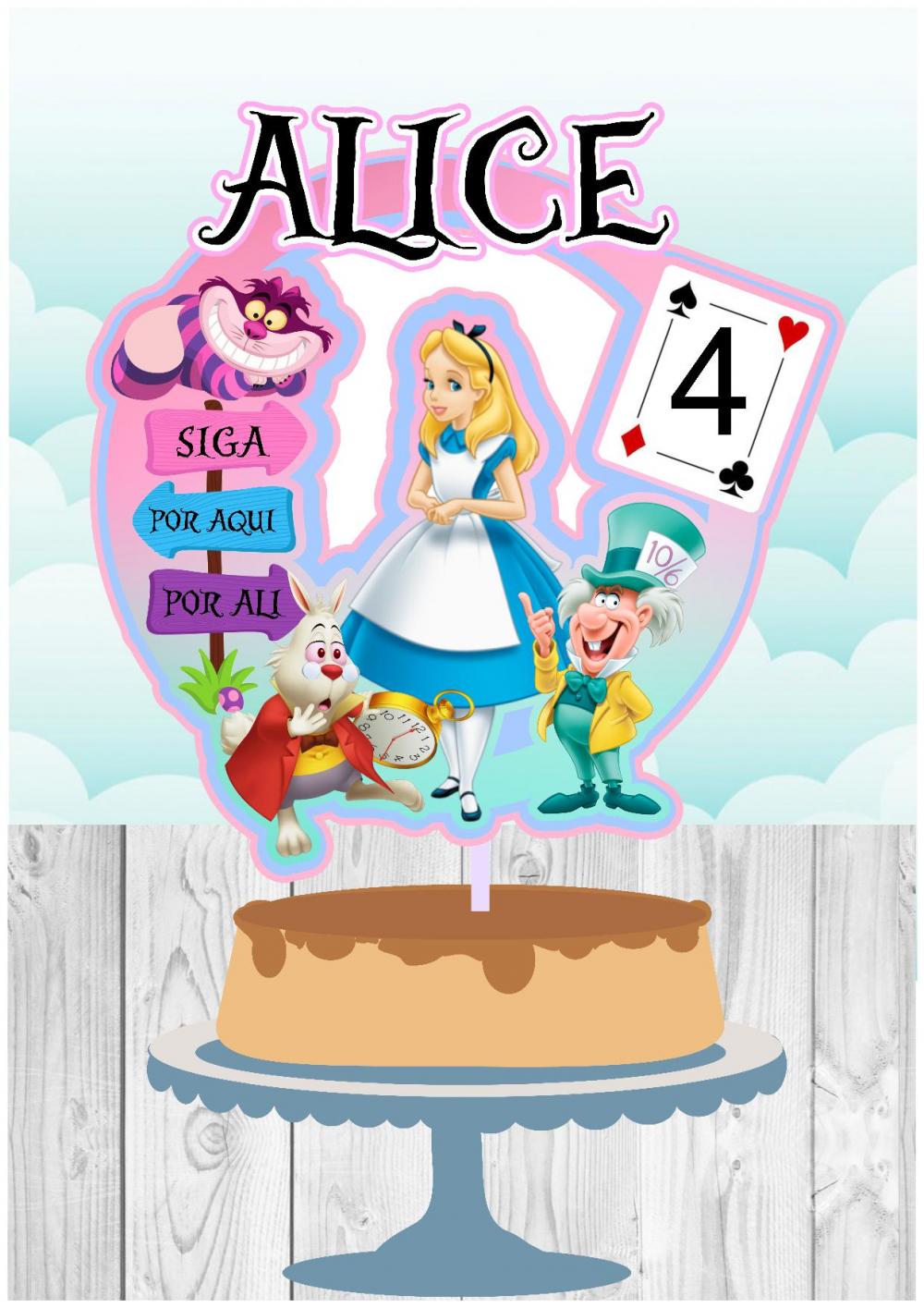 Arquivo de Corte Topo de Bolo - Alice