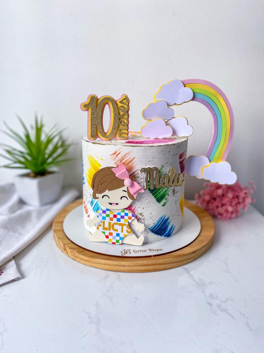 Arquivo de Corte Topo de Bolo - Arco Íris