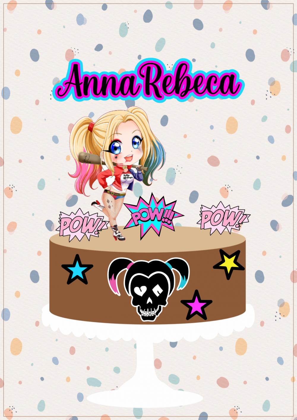 Arquivo de Corte Topo de Bolo - Arlequina