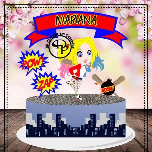 Arquivo de Corte Topo de Bolo - Arlequina