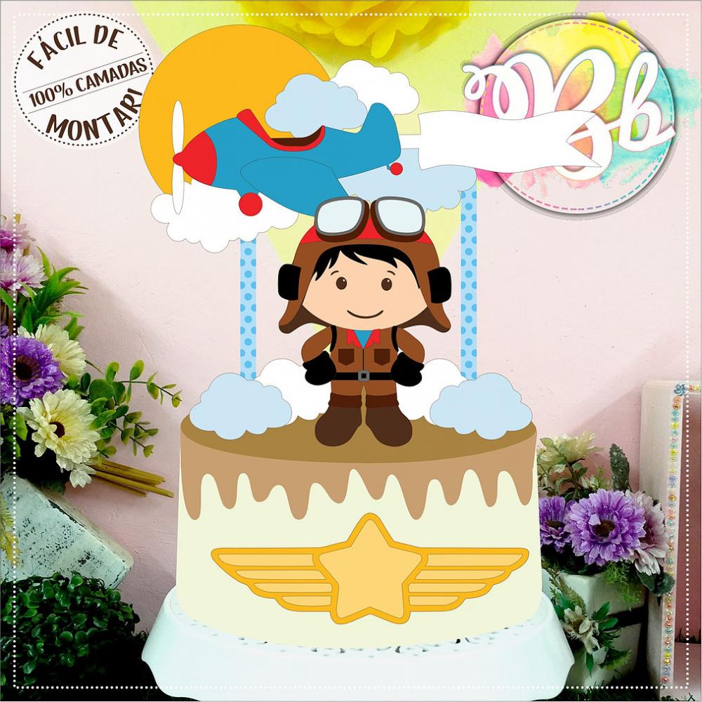 Arquivo de Corte Topo de Bolo - Aviador