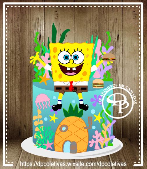 Arquivo de Corte Topo de Bolo - Bob Esponja