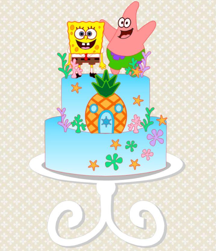 Arquivo de Corte Topo de Bolo - Bob Esponja