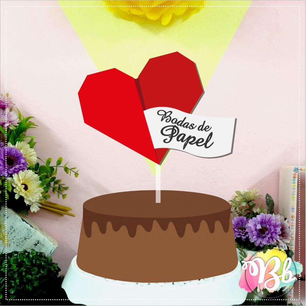 Arquivo de Corte Topo de Bolo - Bodas de Papel