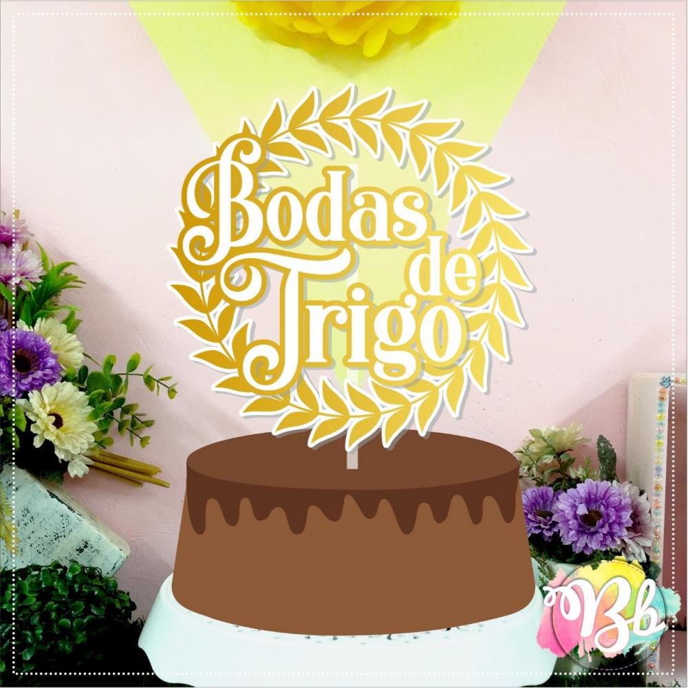 Arquivo de Corte Topo de Bolo - Bodas de Trigo