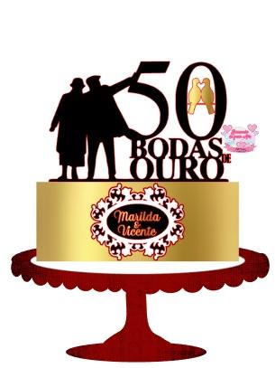 Arquivo de Corte Topo de Bolo - Bodas de Ouro