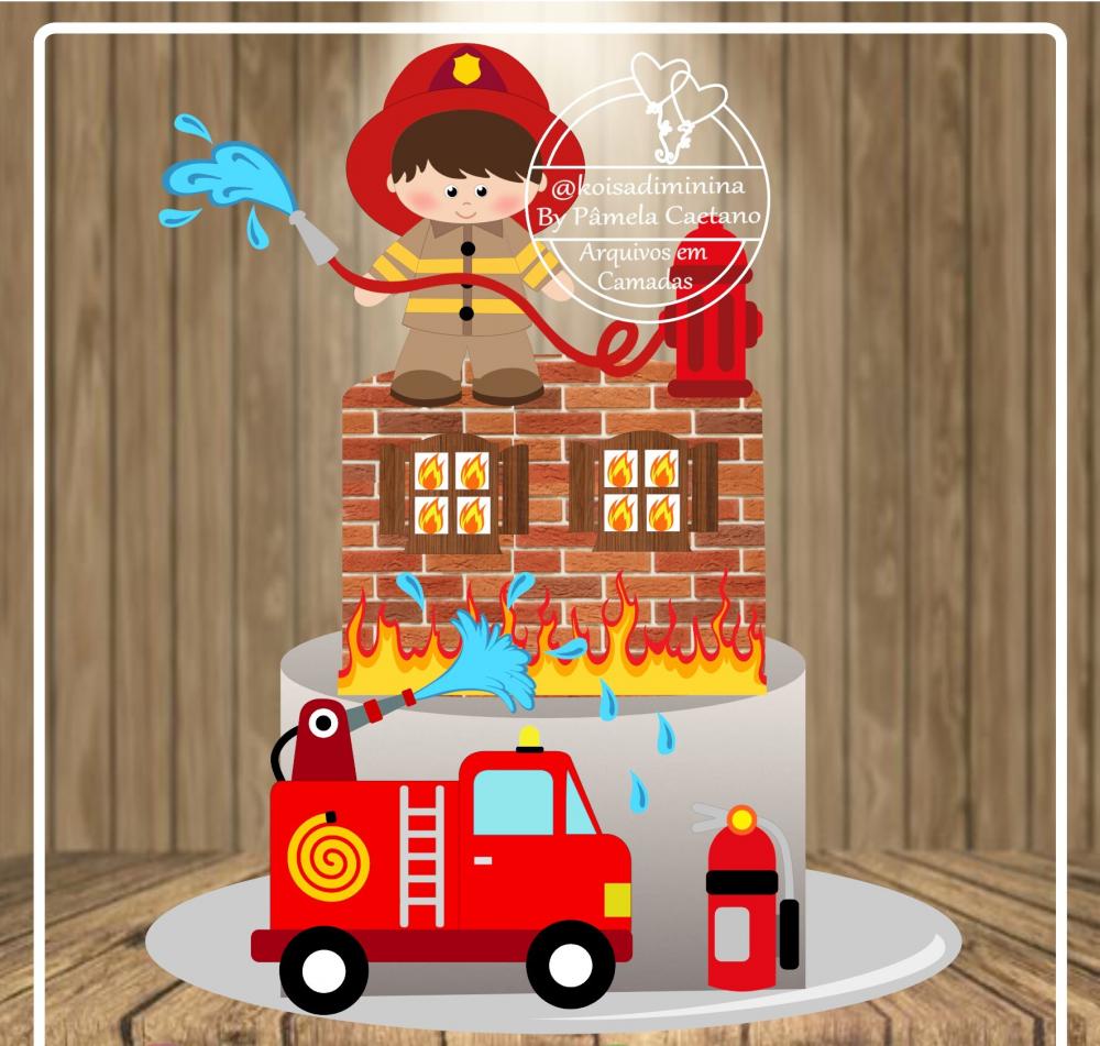 Arquivo de Corte Topo de Bolo - Bombeiro