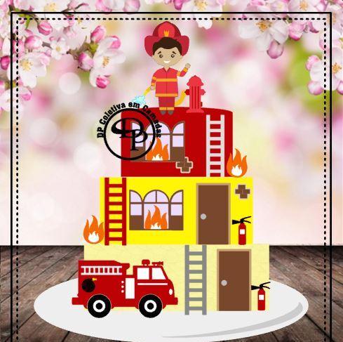 Arquivo de Corte Topo de Bolo - Bombeiro