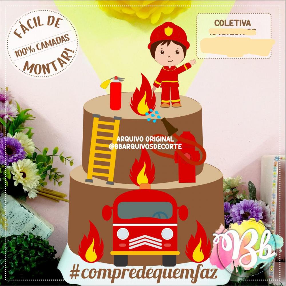 Arquivo de Corte Topo de Bolo - Bombeiro