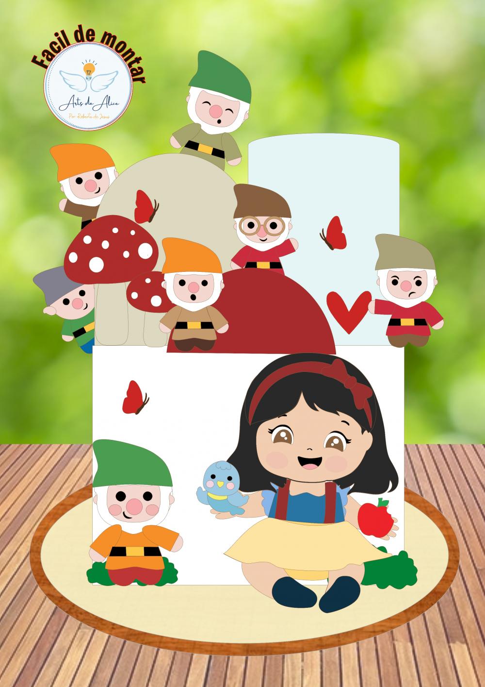 Arquivo de Corte Topo de Bolo - Branca de Neve