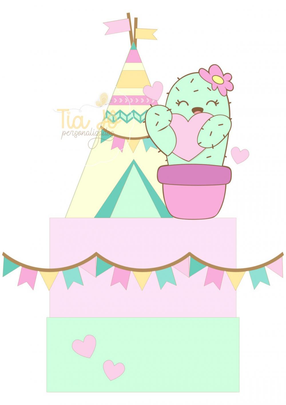 Arquivo de Corte Topo de Bolo - Cacto