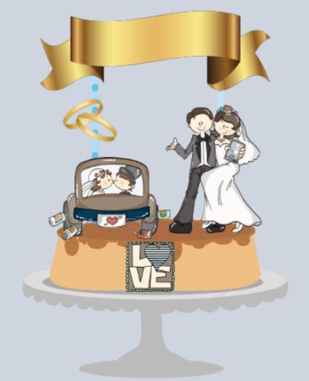 Arquivo de Corte Topo de Bolo - Casamento