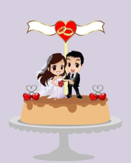 Arquivo de Corte Topo de Bolo - Casamento