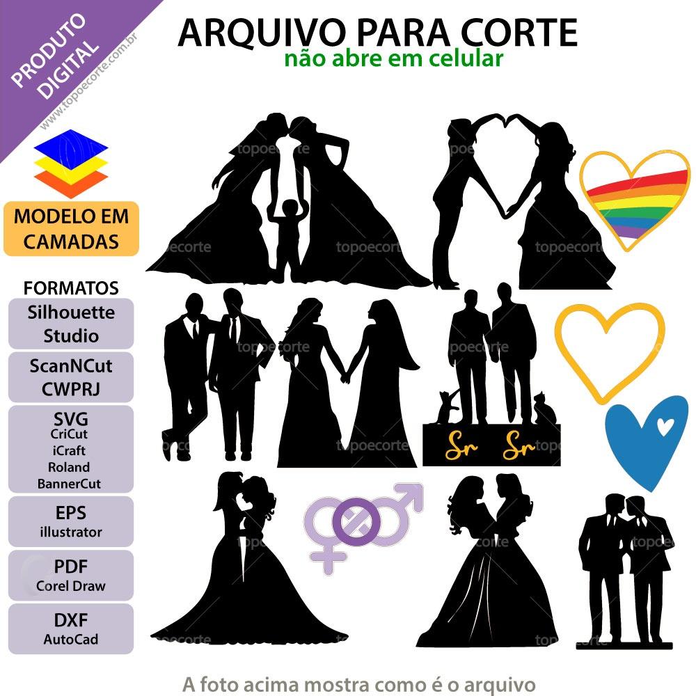 Arquivo de Corte Topo de Bolo - Casamento
