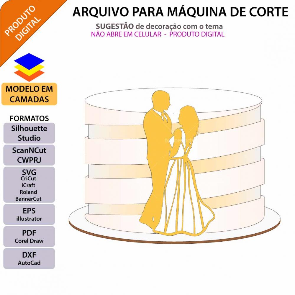 Arquivo de Corte Topo de Bolo - Casamento