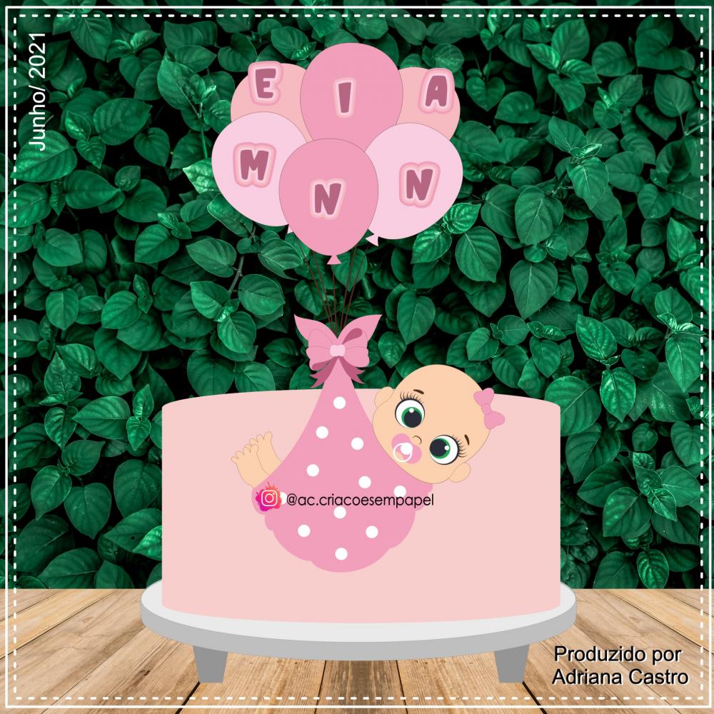 Arquivo de Corte Topo de Bolo - Chá de Bebê