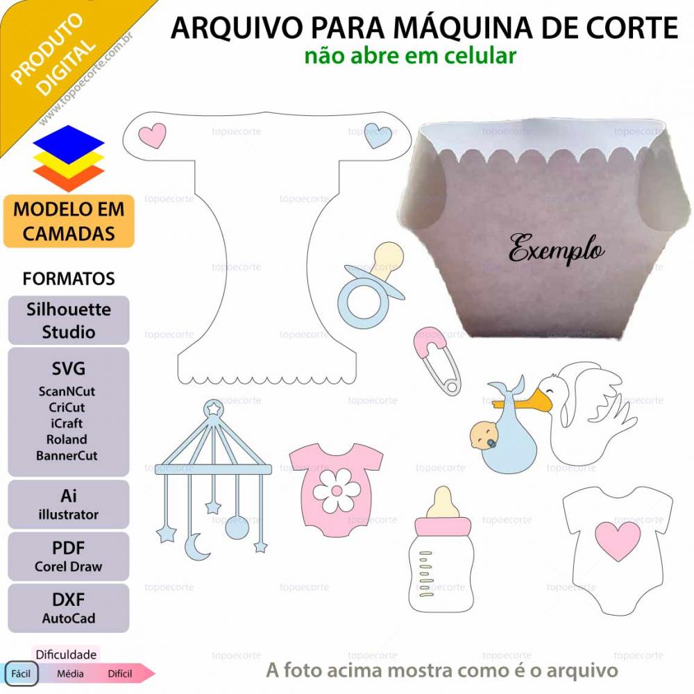 Arquivo de Corte Topo de Bolo - Chá de Fraldas