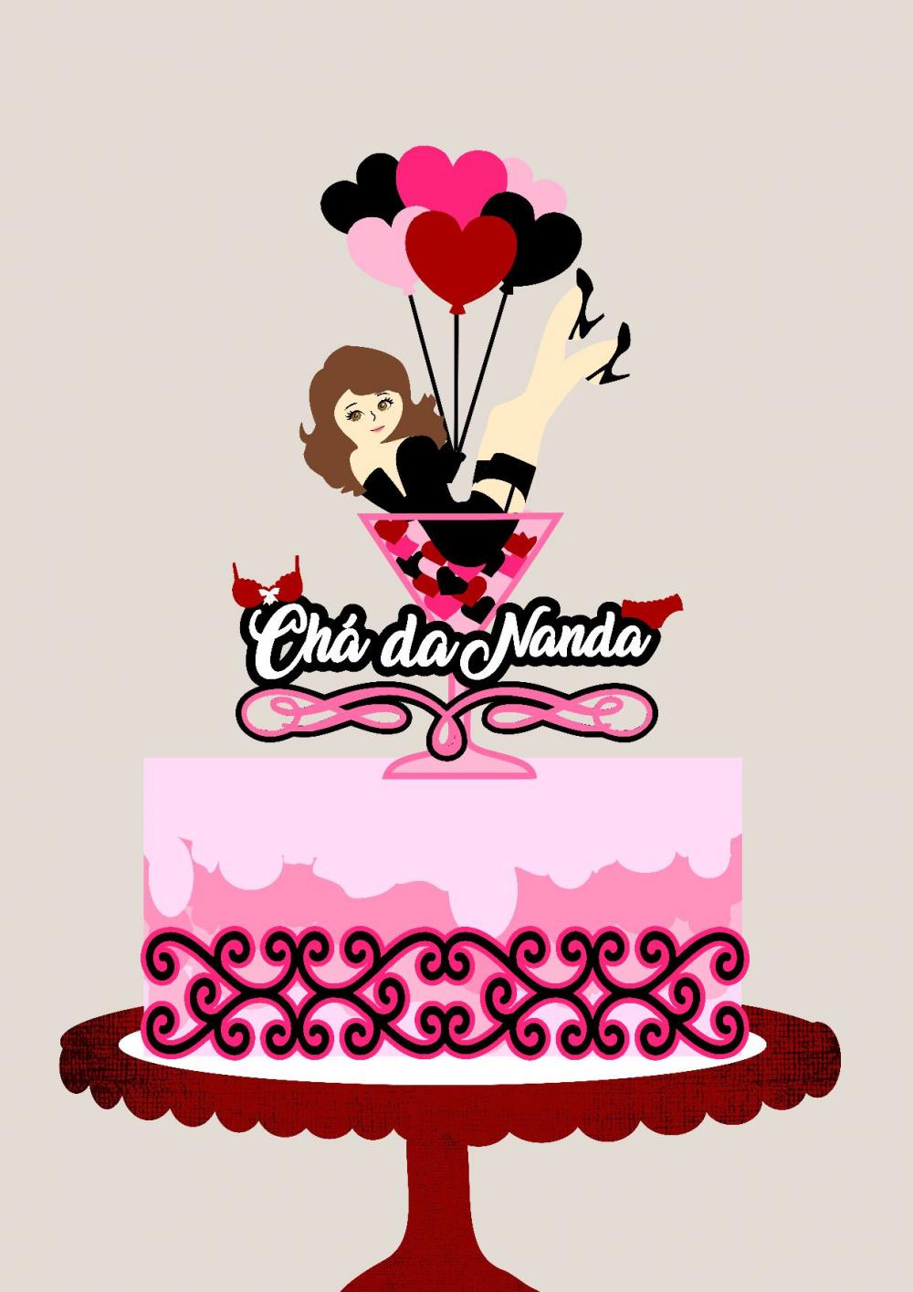 Arquivo de Corte Topo de Bolo - Chá de Lingerie