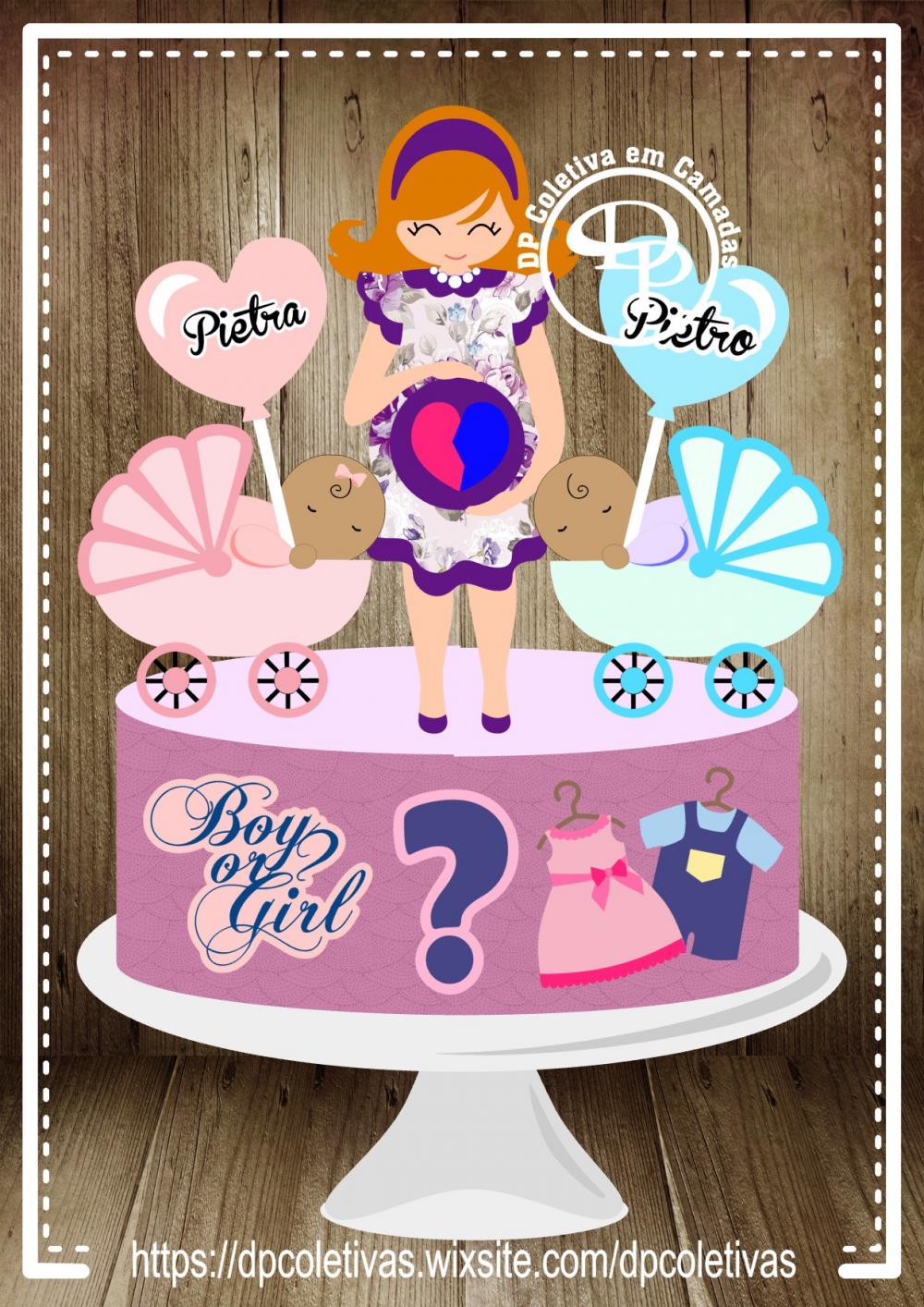 Arquivo de Corte Topo de Bolo - Chá Revelação