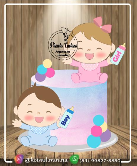 Arquivo de Corte Topo de Bolo - Chá Revelação