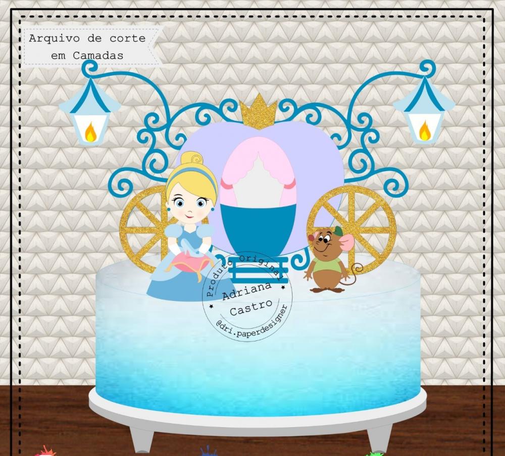 Arquivo de Corte Topo de Bolo - Cinderela