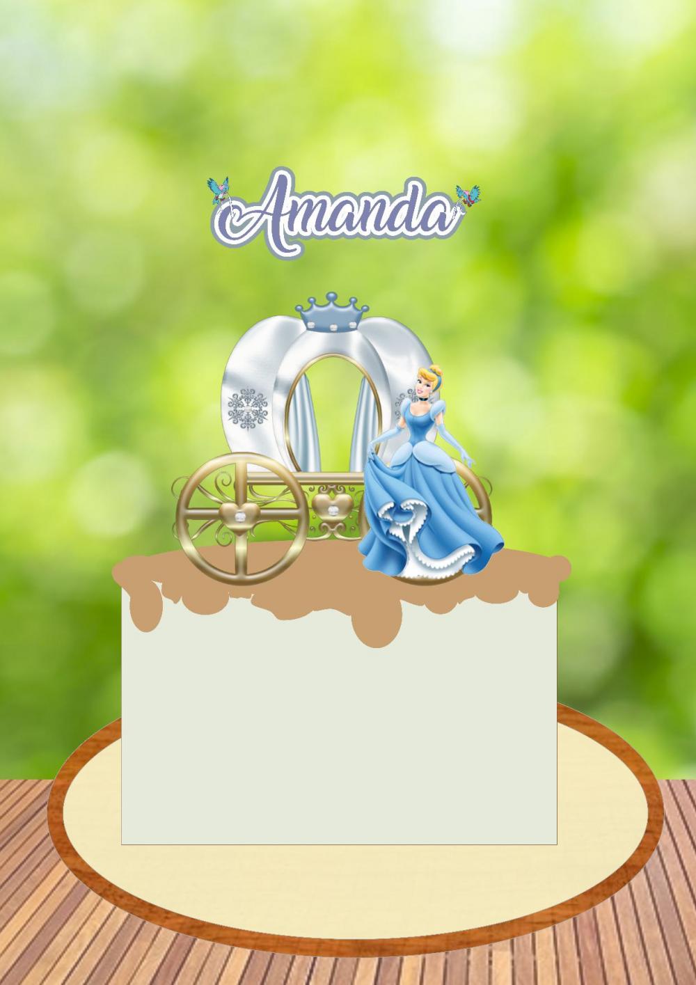 Arquivo de Corte Topo de Bolo - Cinderela