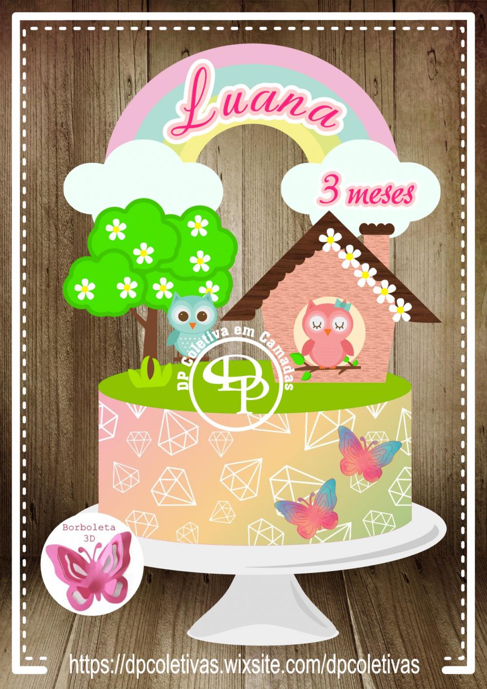 Arquivo de Corte Topo de Bolo - Corujinha