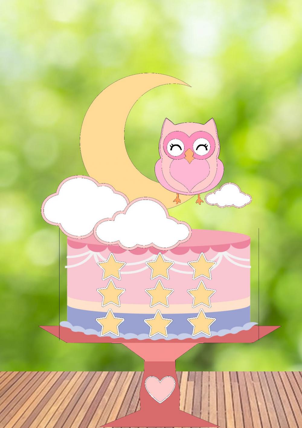 Arquivo de Corte Topo de Bolo - Corujinha