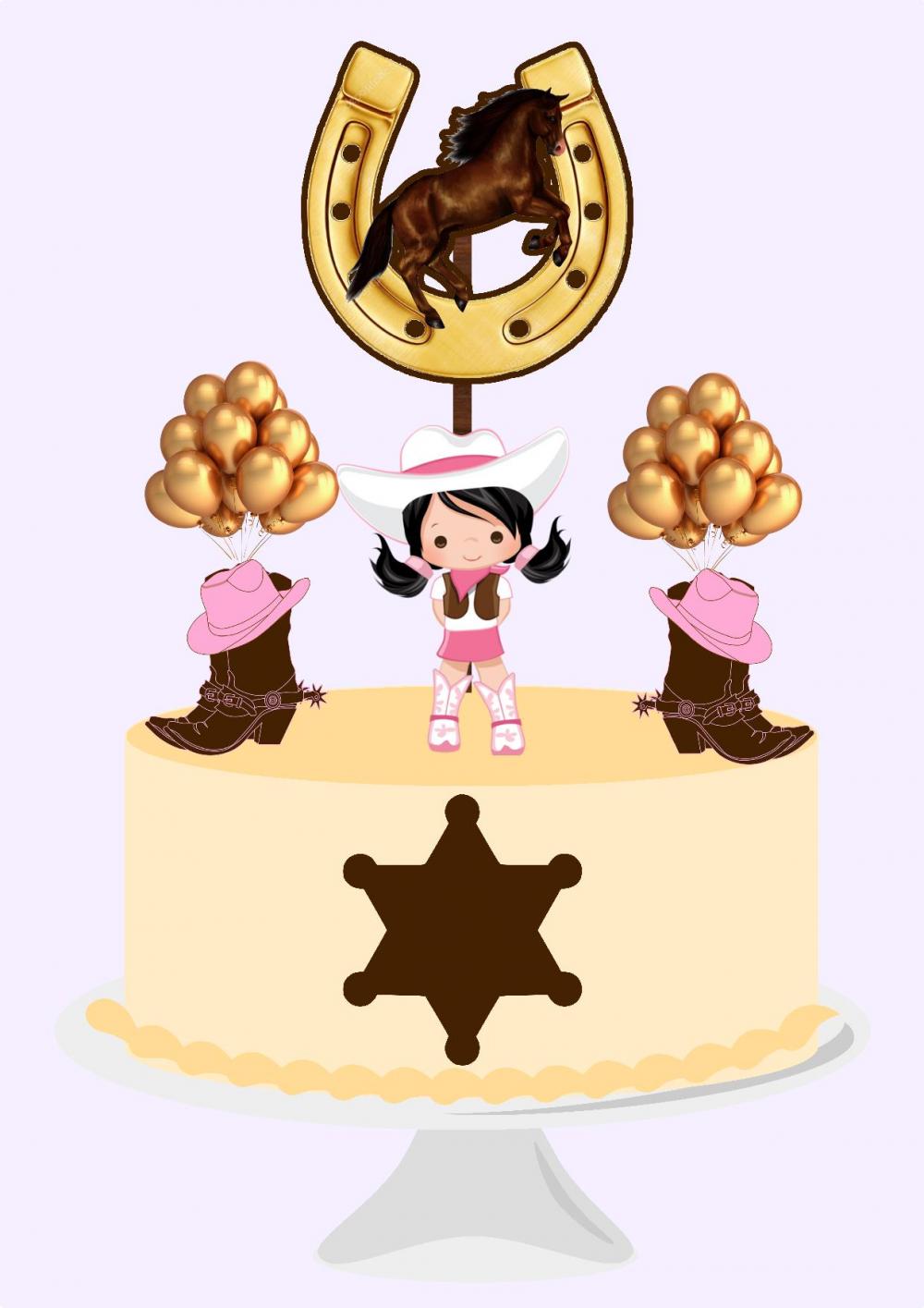 Arquivo de Corte Topo de Bolo - Cowboy / Cowgirl