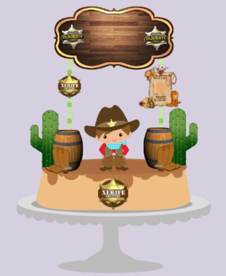 Arquivo de Corte Topo de Bolo - Cowboy / Cowgirl