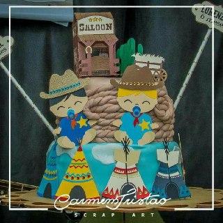 Arquivo de Corte Topo de Bolo - Cowboy / Cowgirl