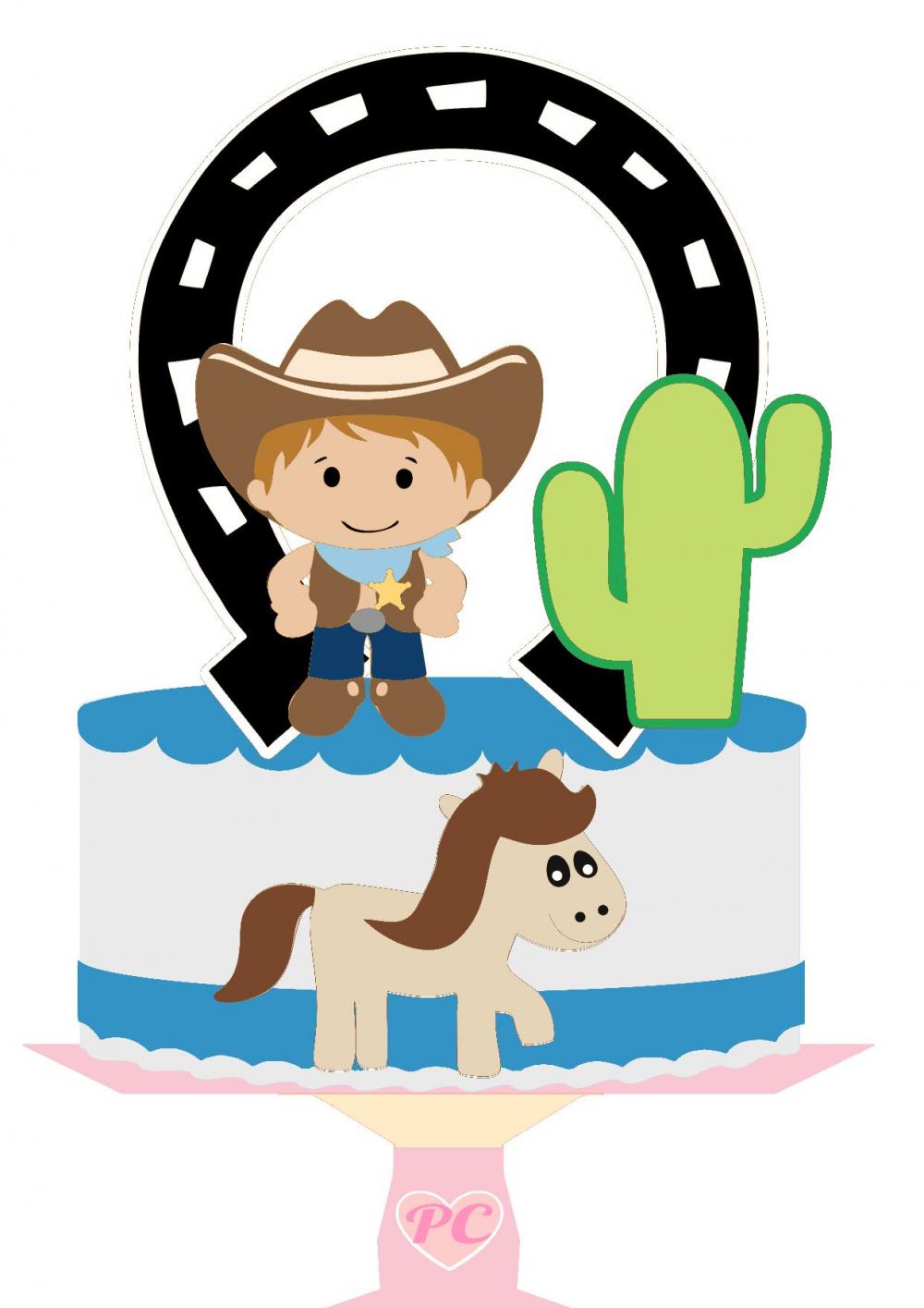 Arquivo de Corte Topo de Bolo - Cowboy / Cowgirl
