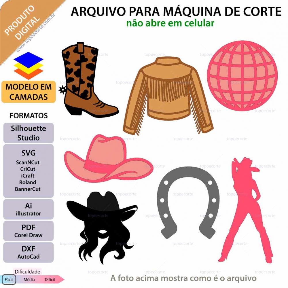 Arquivo de Corte Topo de Bolo - Cowboy / Cowgirl
