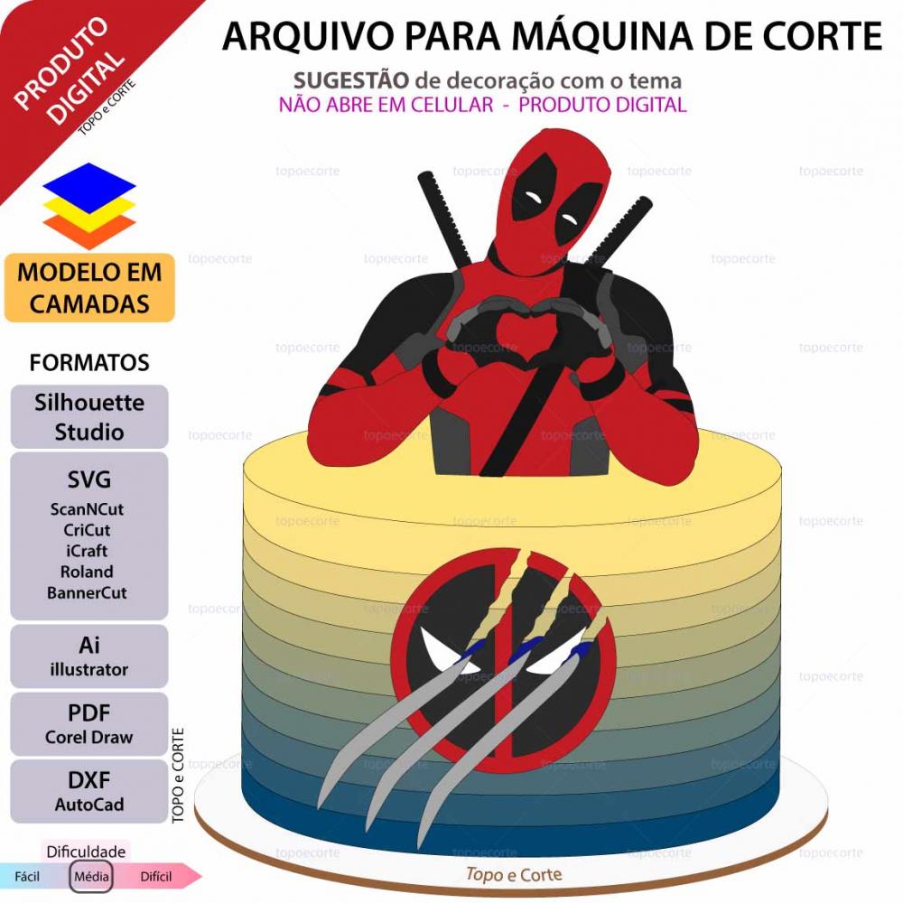 Arquivo de Corte Topo de Bolo - Deadpool