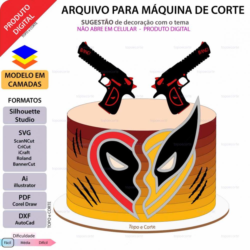 Arquivo de Corte Topo de Bolo - Deadpool
